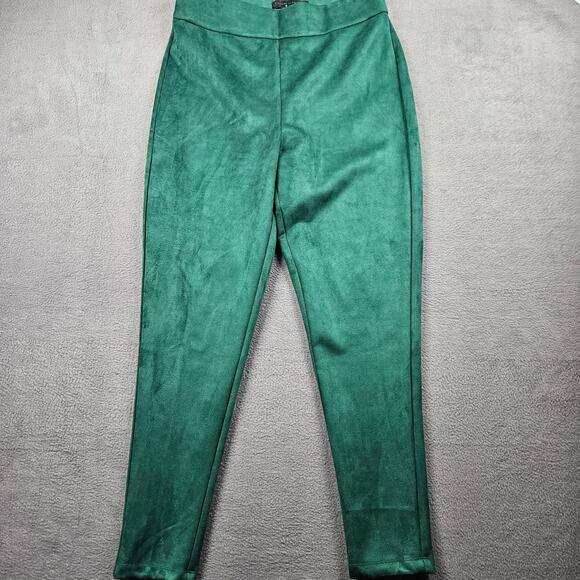 Fashion To Figure Faux Suede Pants Green Plus Size 0 High Waist - Picture 1 of 9